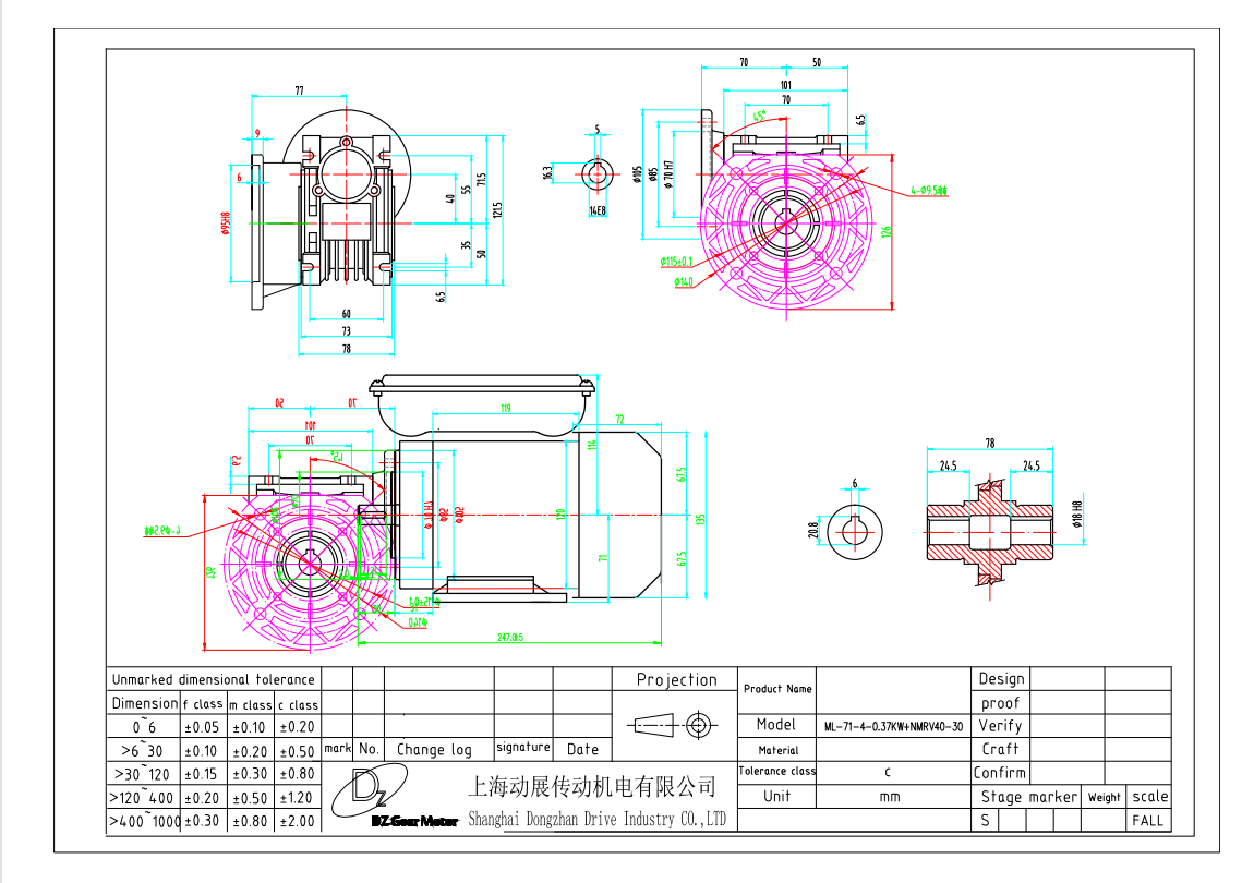 Single-phase ac gear motor